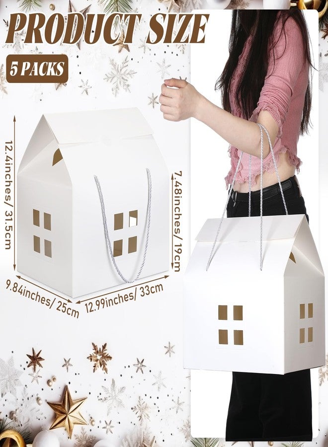 Epakh 6 Pcs Christmas Large House Shaped Gift Boxes 13 x 9.8 x 7.5 Inch Xmas White Cardboard Favor Boxes Gift Treat Container for Christmas Wedding Birthday Party - Image 2